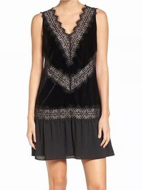 Chelsea28 Black Velvet Lace Dress